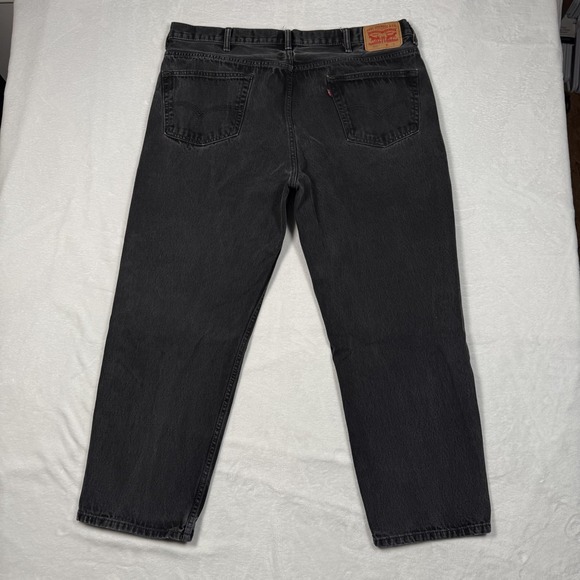 Levis 550 Jeans Mens 44x30 Black Relaxed Tapered Fit Denim Pants Stonewash - Picture 6 of 16